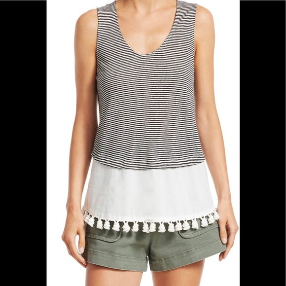 DEREK LAM 10 CROSBY Linen Blend Pom-Pom Tank - Picture 7 of 7